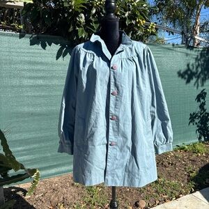 Light Blue Button-Up Painter Smock Jacket